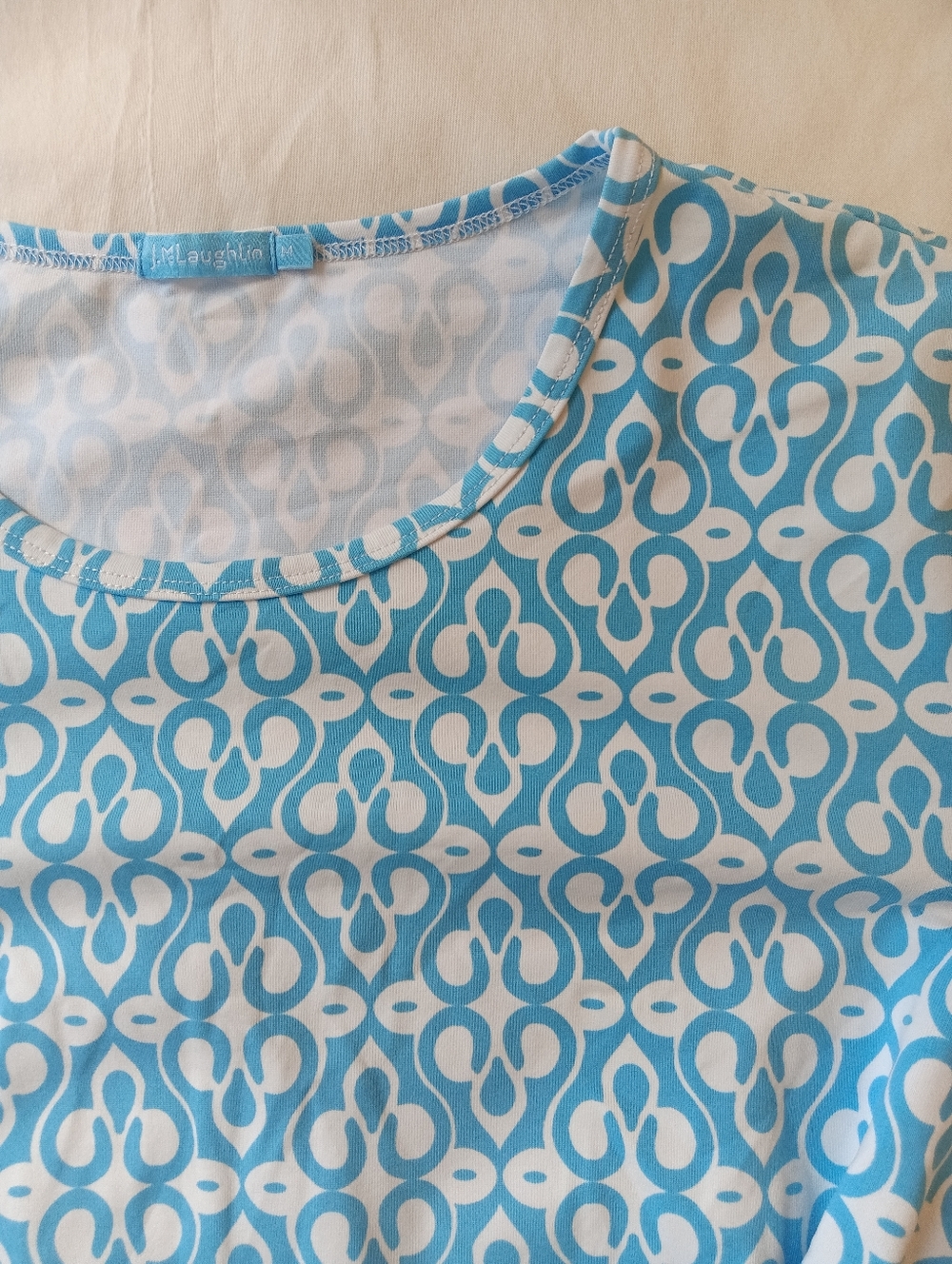 J. McLaughlin 2 Top Bundle Blue/Green Geometric Print - Picture 3 of 7